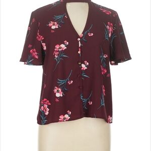 Kaii Burgundy Floral Blouse